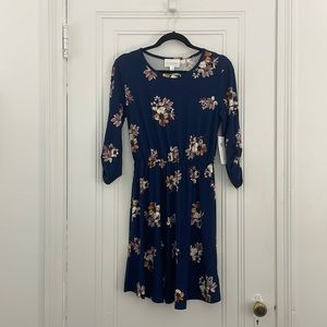 French Grey, StitchFix, size S dress, 3/4 length sleeve, Navy